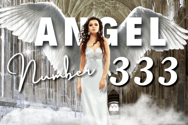 Revealing the meaning of Angel number 333, a beautiful angel in a cathedral floats on clouds